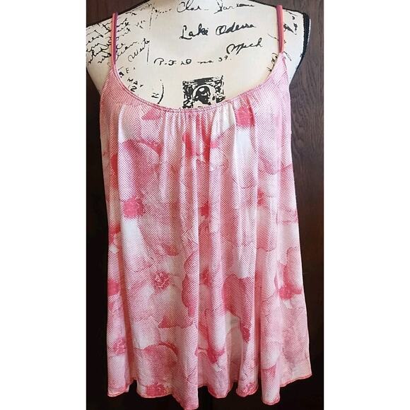 Aeropostale Shelf bra Cami Tank Top Pink Floral Loose Stretch Large Scoop Neck - Picture 1 of 8